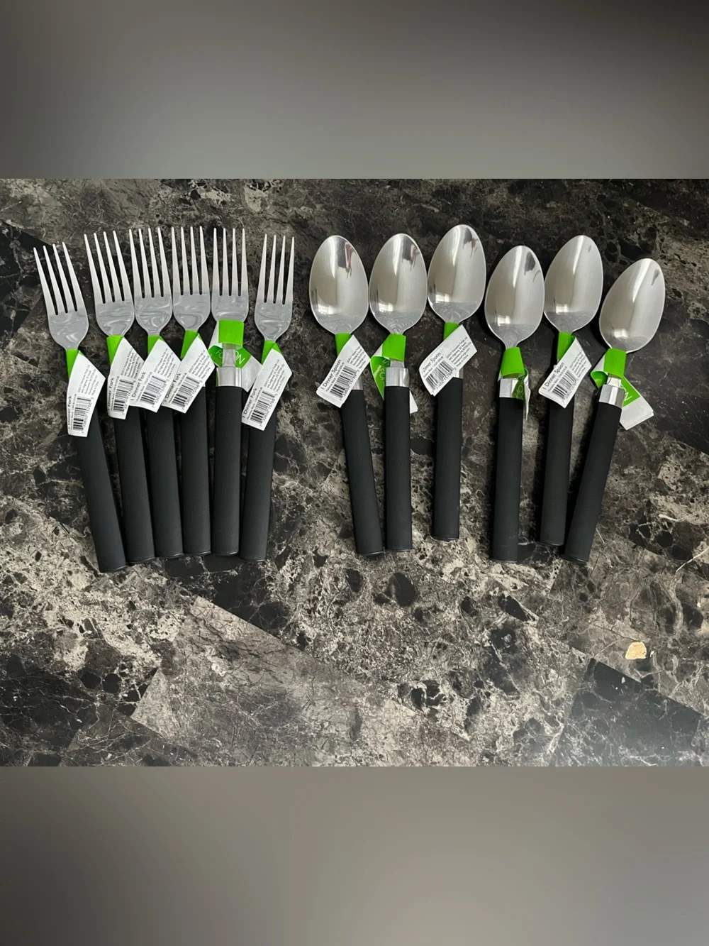 Hampton Forge Madeline Stainless Steel Dinner Spoon & Fork Two Toned Set of 12